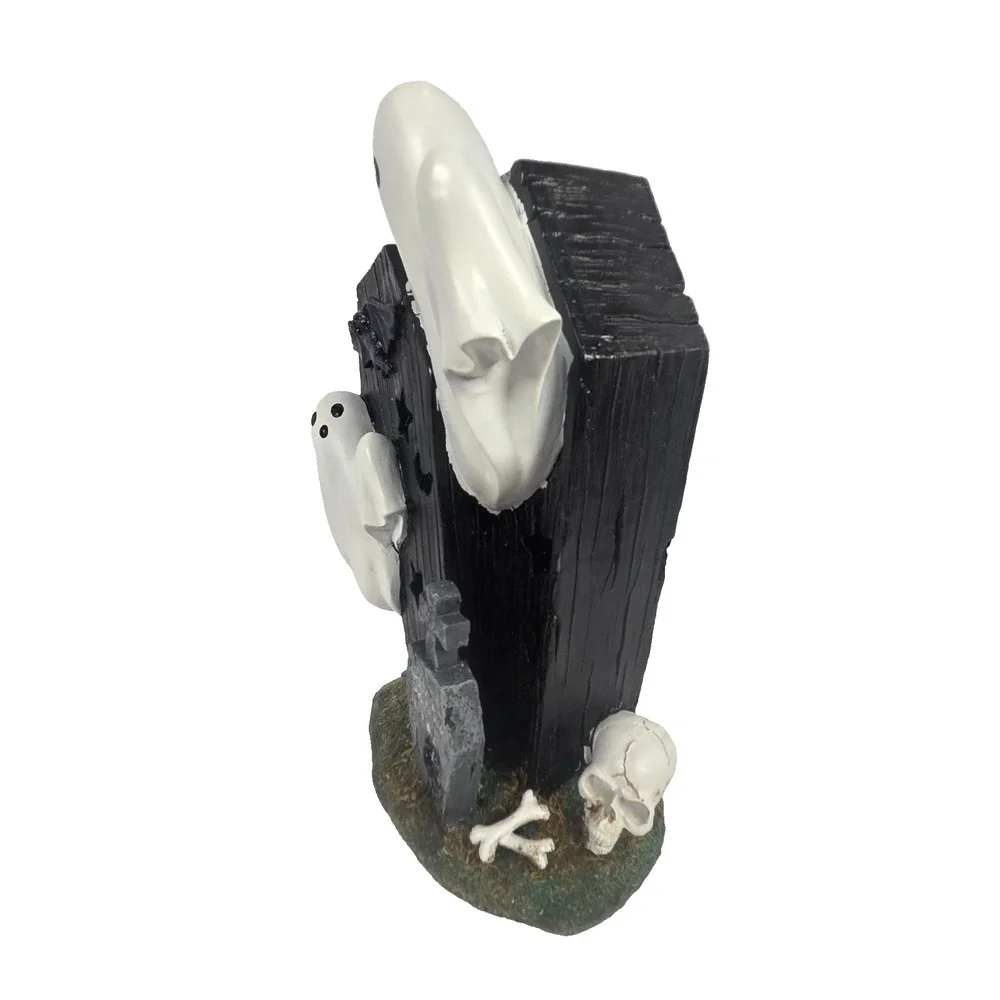 Spooky Hollow Ghost Coffin LED Figurine Adult 9in Black White NEW Halloween